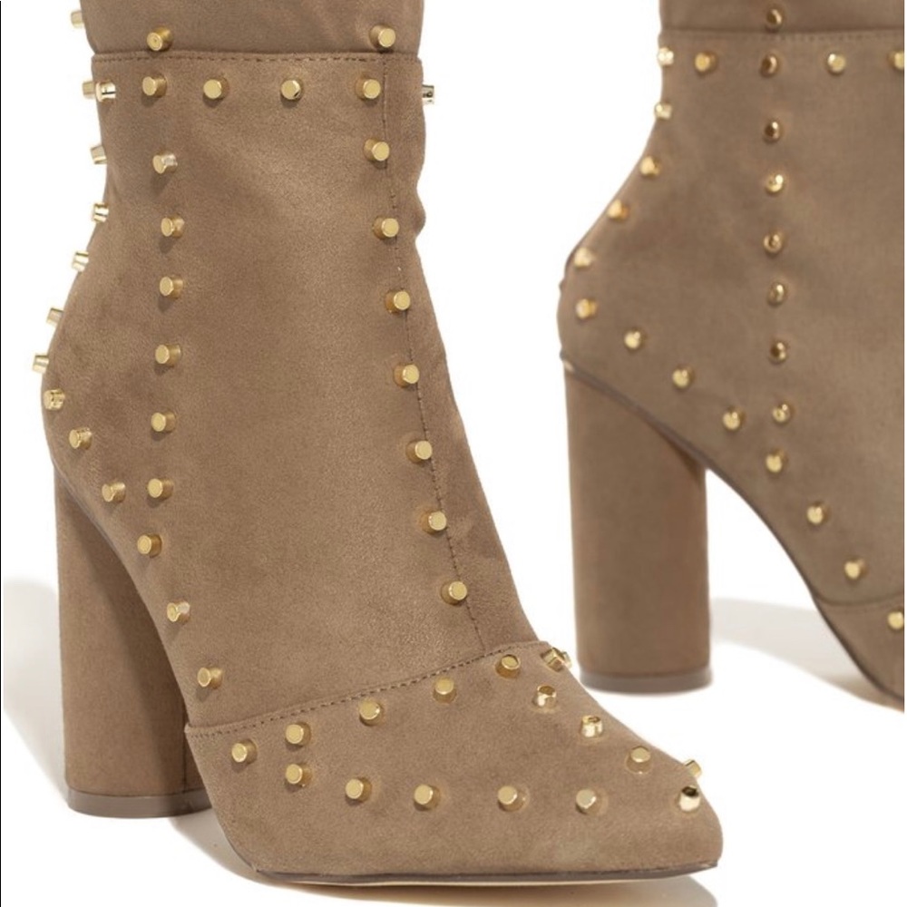 Miss Lola Hot list taupe knee boots